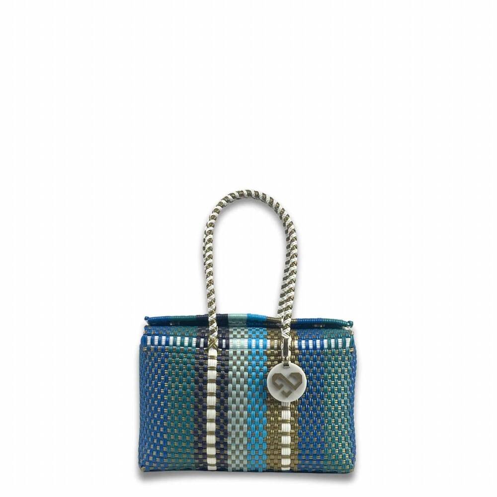NEW MARIA VICTORIA women's handwoven recycled plastic basket bag in billy jeans